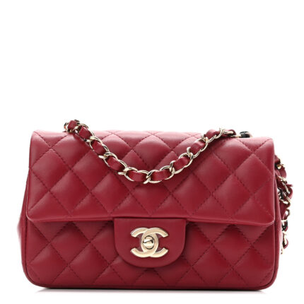 Chanel Lambskin Quilted Mini Rectangular Flap Burgundy