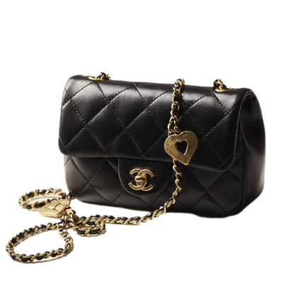 Chanel CF Limited Edition Heart Pendant Chain Bag Black